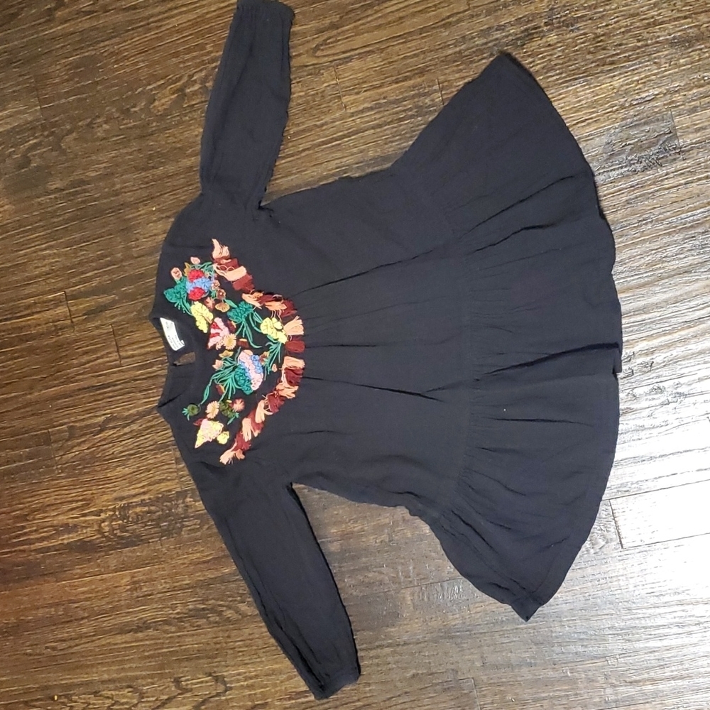 SOLD Zara Girls collection size 5 embroidered black dress
